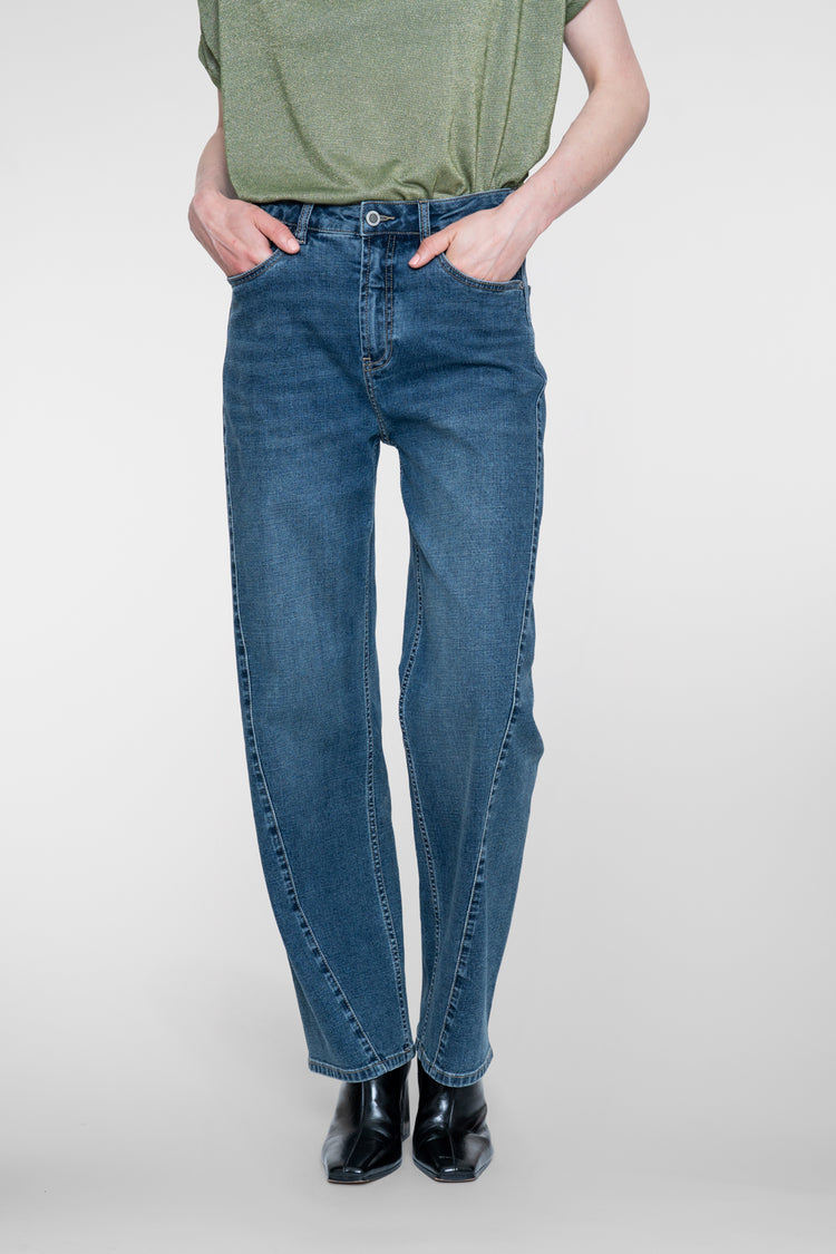 Geisha barrel jeans met sierstiksels