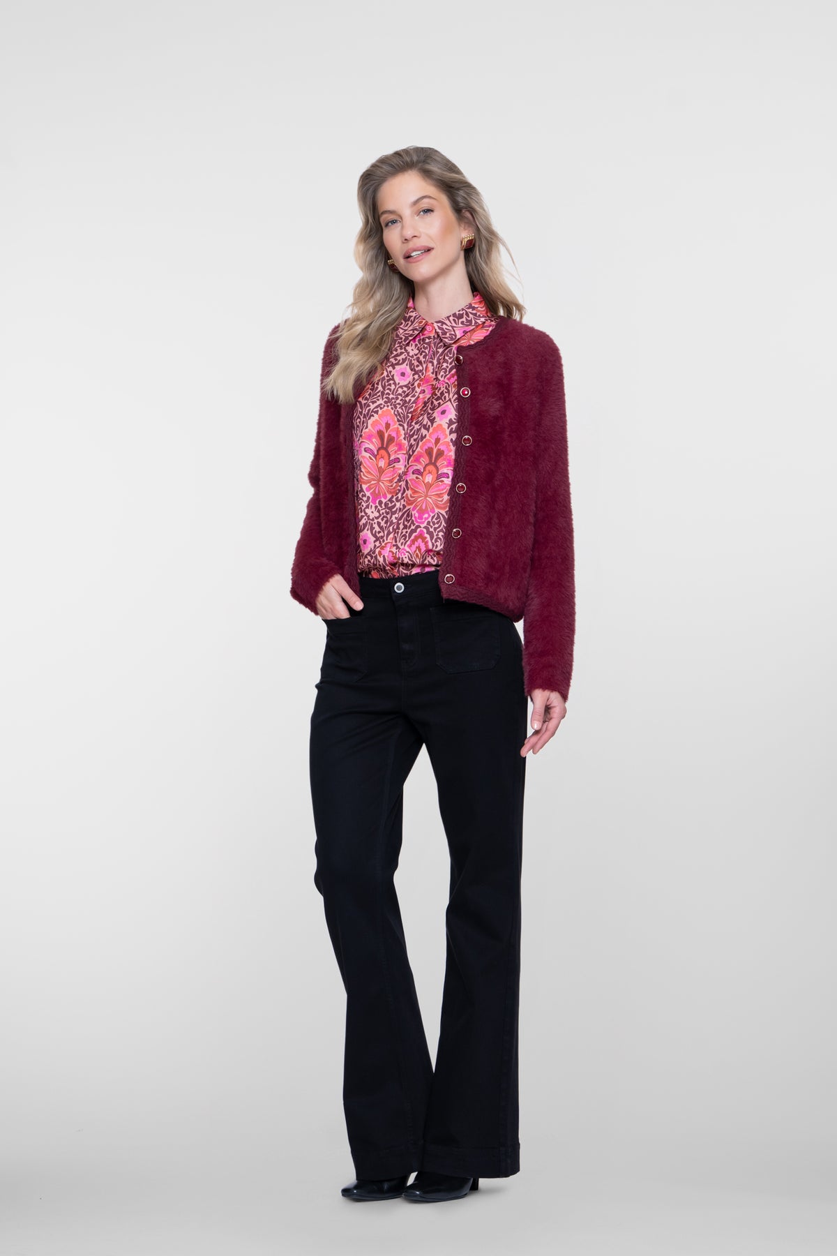 Geisha zwarte flared jeans met hoge taille