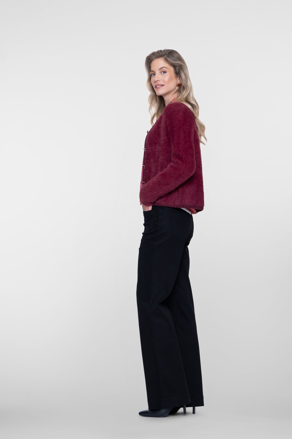 Geisha zwarte flared jeans met hoge taille