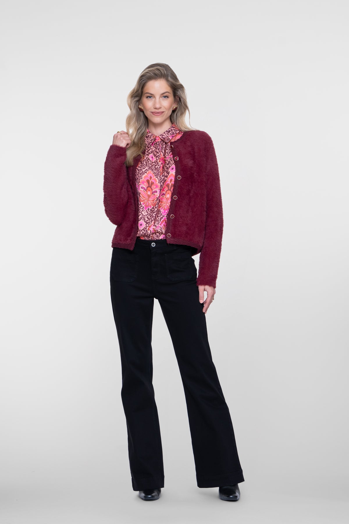 Geisha zwarte flared jeans met hoge taille
