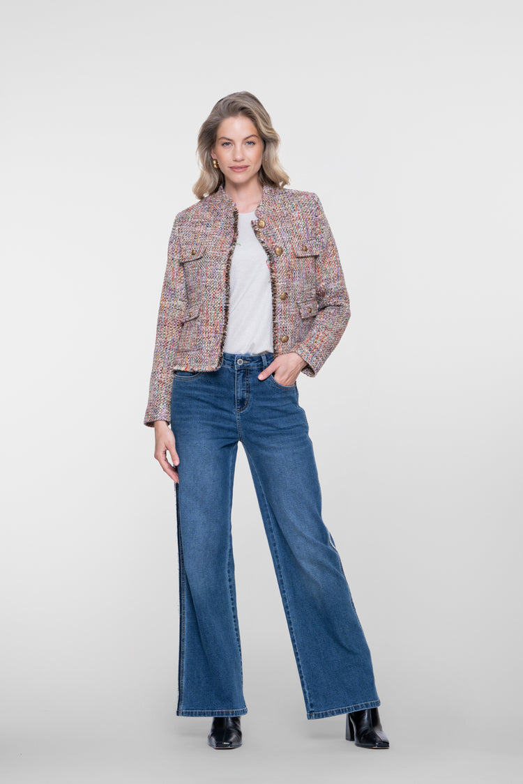 Geisha dames straight leg jeans met zijstreep