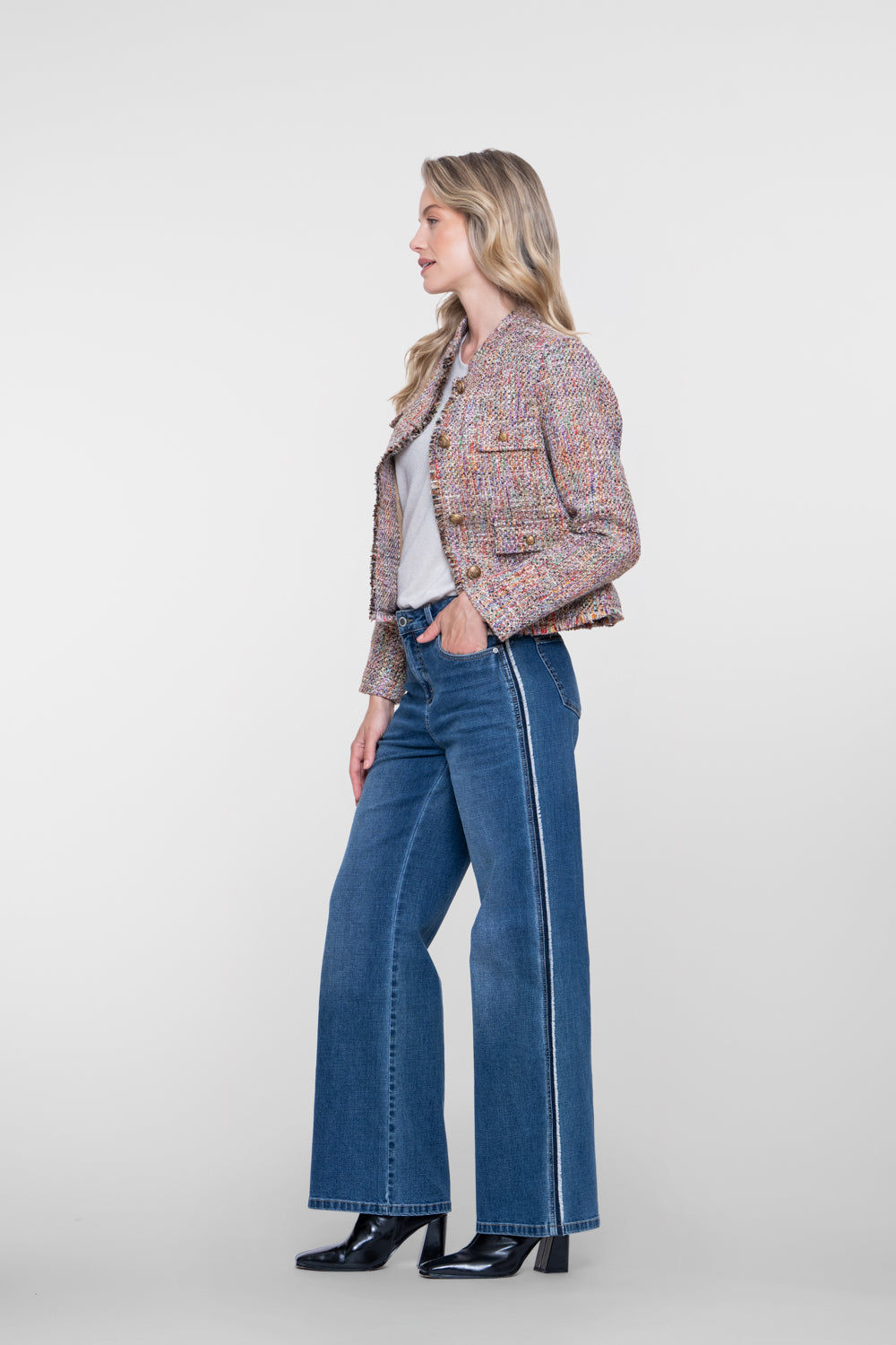 Geisha dames straight leg jeans met zijstreep