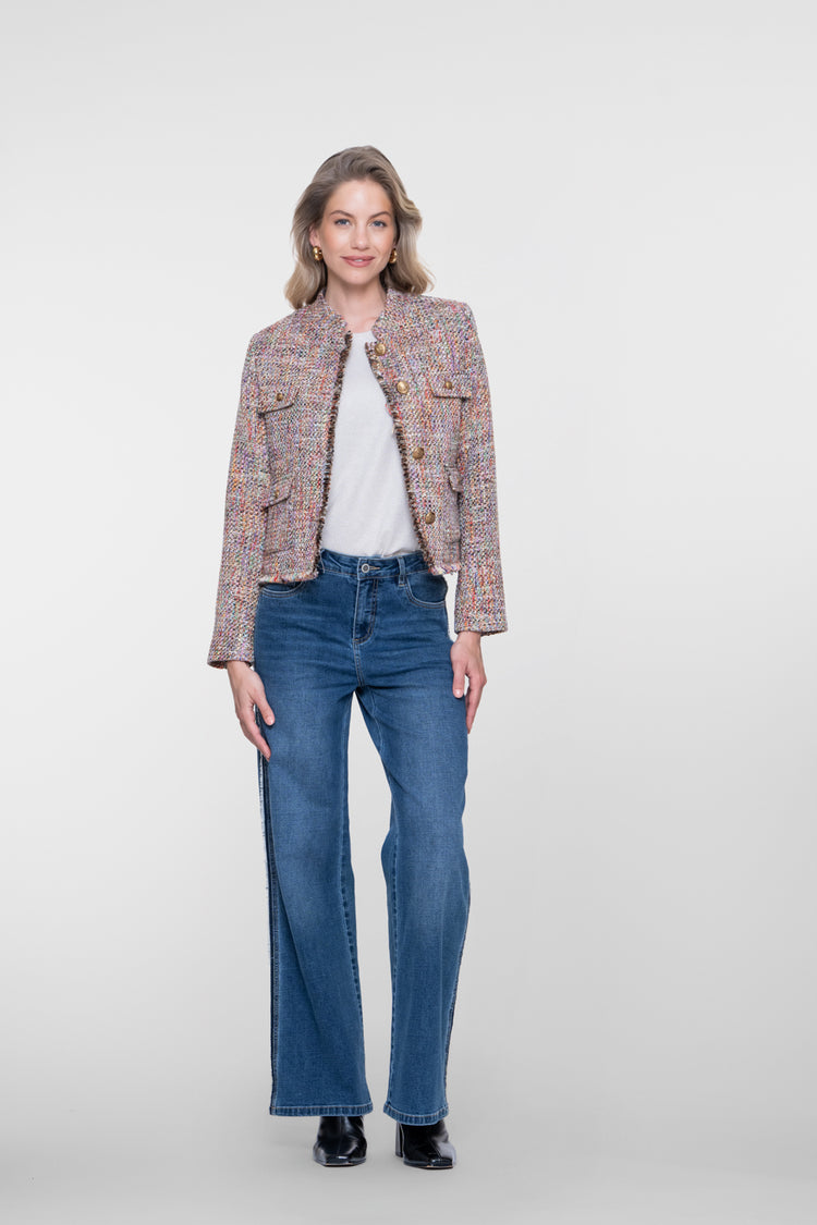 Geisha dames straight leg jeans met zijstreep