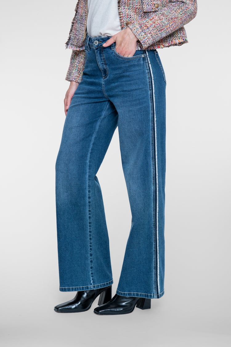 Geisha dames straight leg jeans met zijstreep