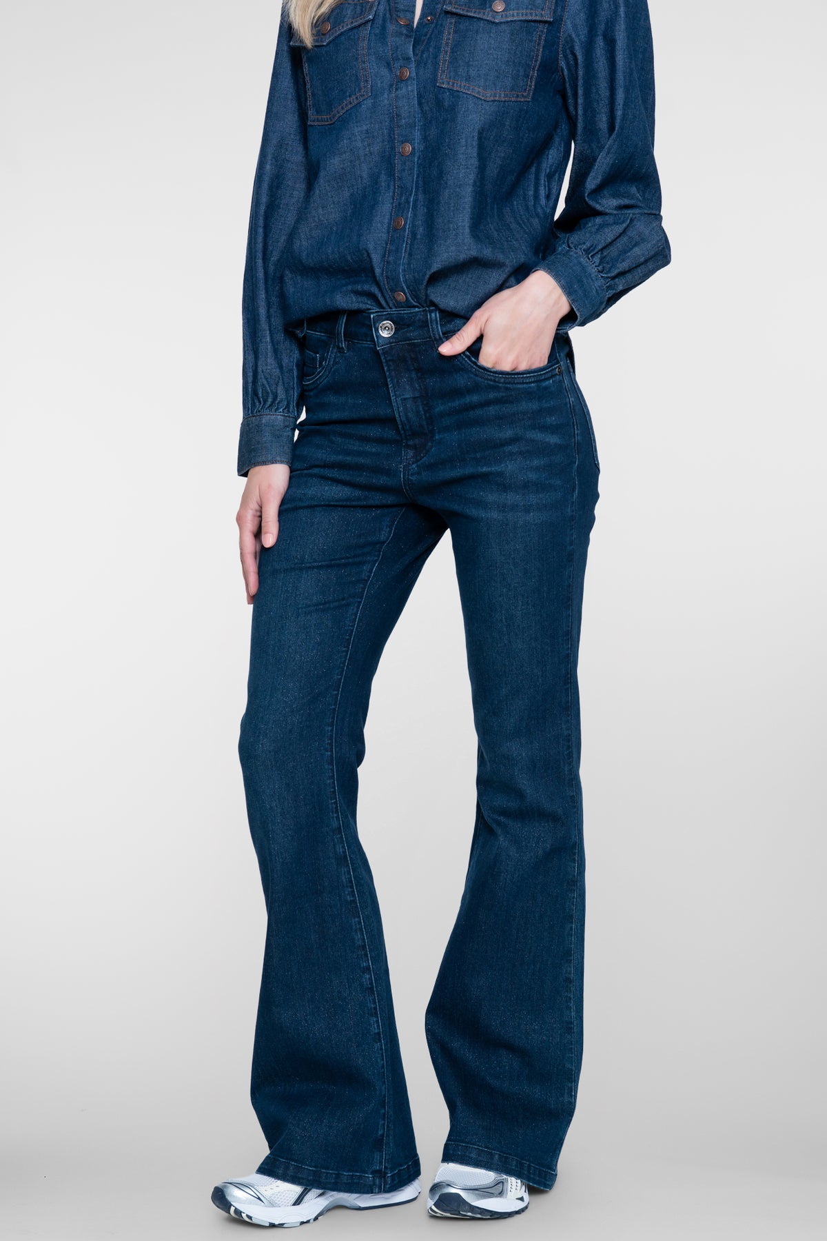 Geisha flared jeans met lurex