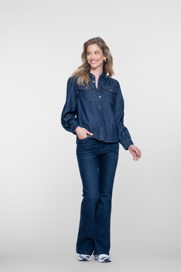 Geisha flared jeans met lurex