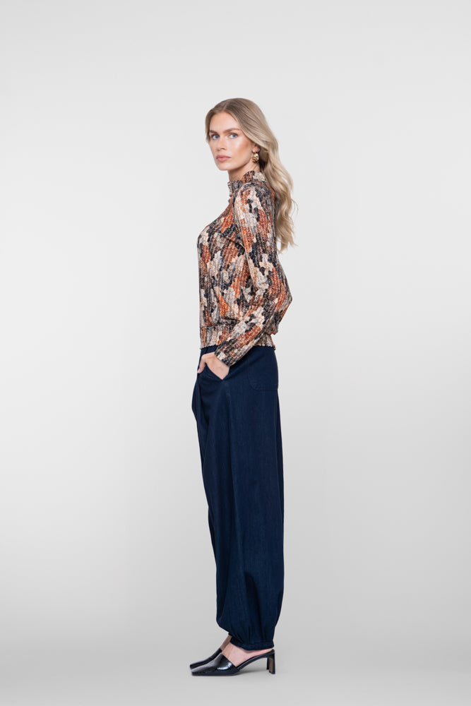 Geisha jeans met ballonpasvorm en elastische details