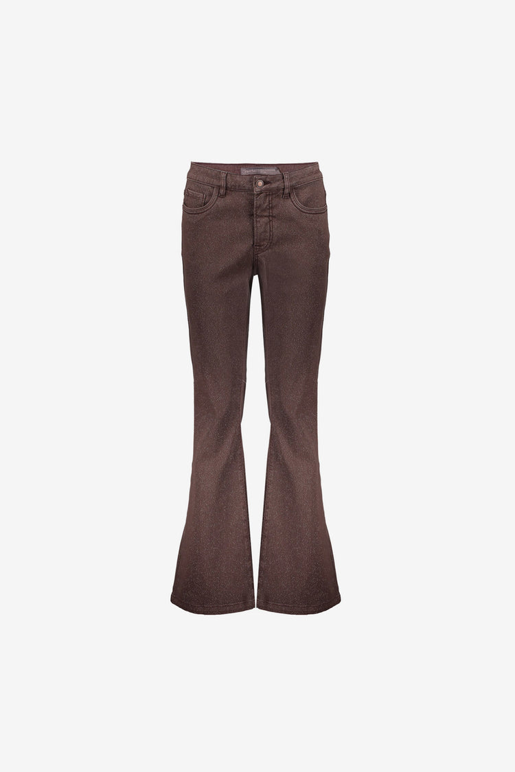 Geisha mid waist flare jeans met subtiele glitter