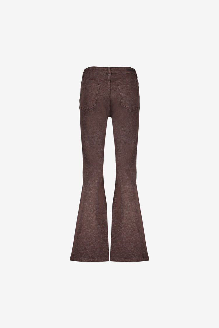 Geisha mid waist flare jeans met subtiele glitter