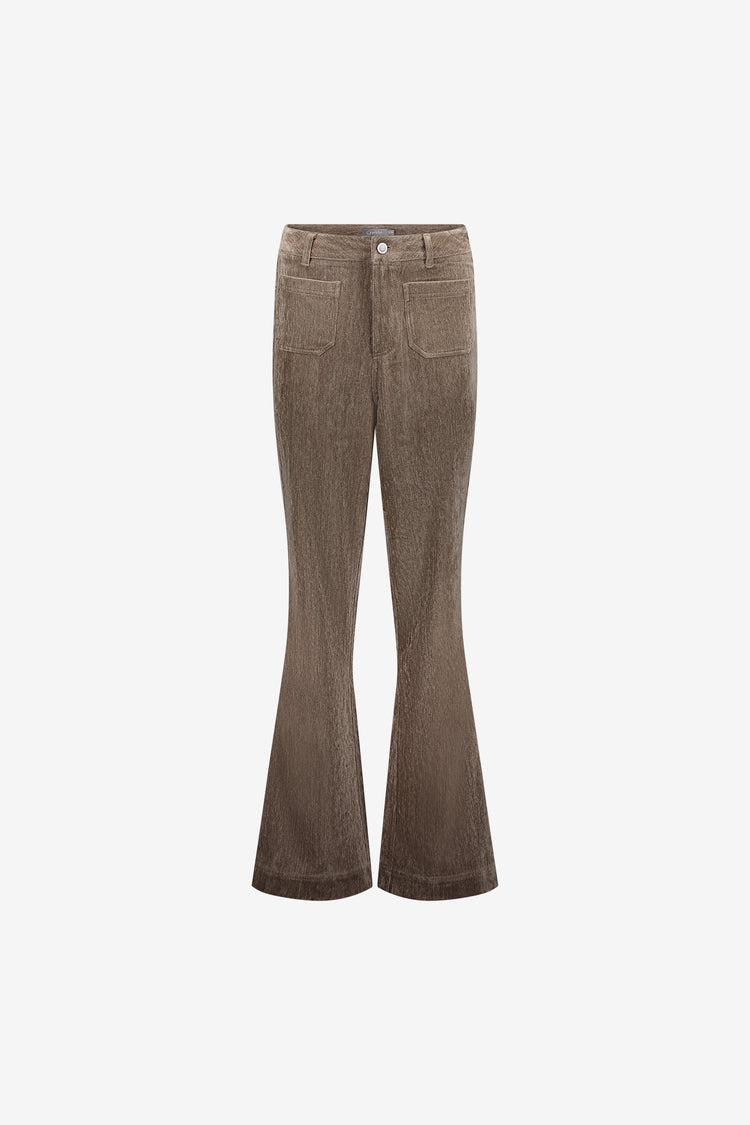 Geisha velours pantalon met stretch tailleband