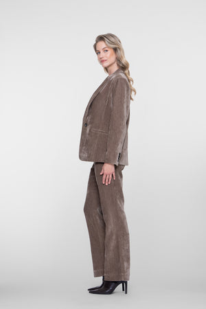 Geisha velours pantalon met stretch tailleband