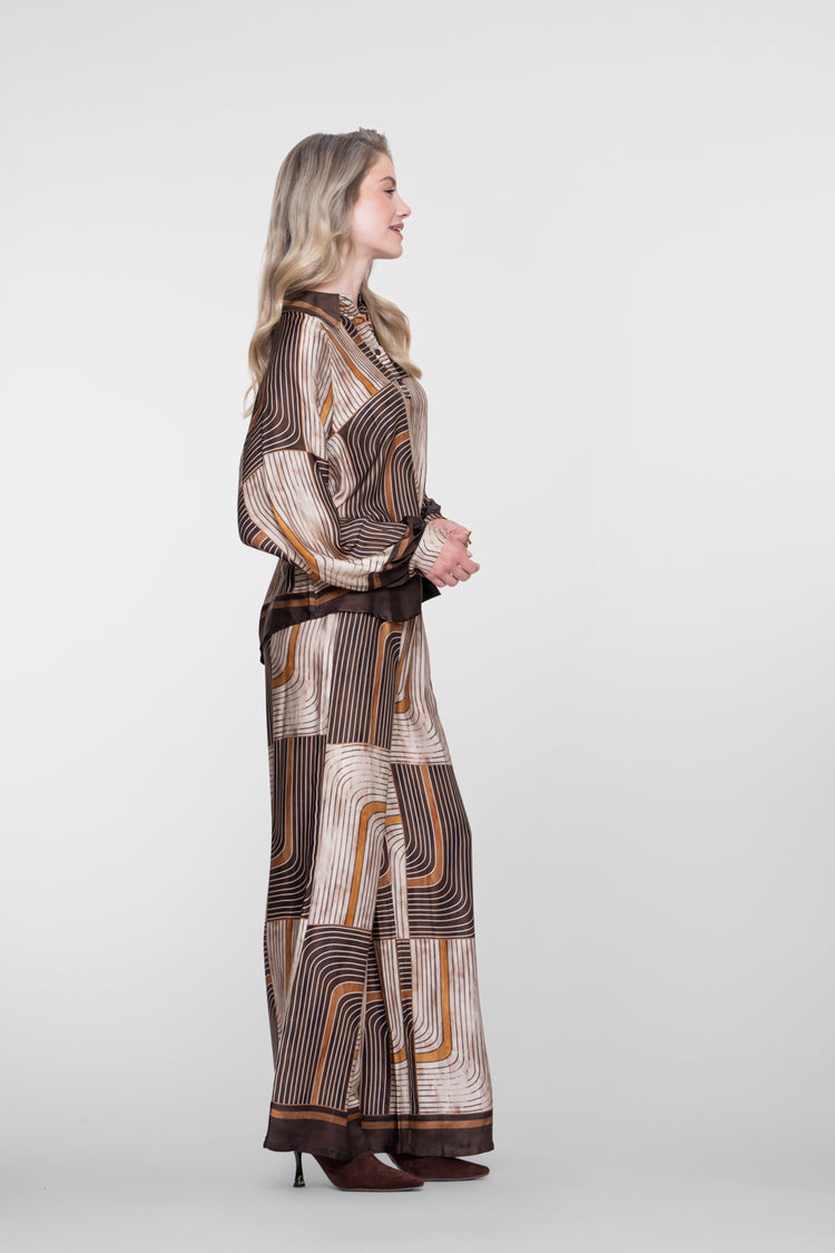 Geisha dames pantalon met grafische print en comfortabele elastische taille