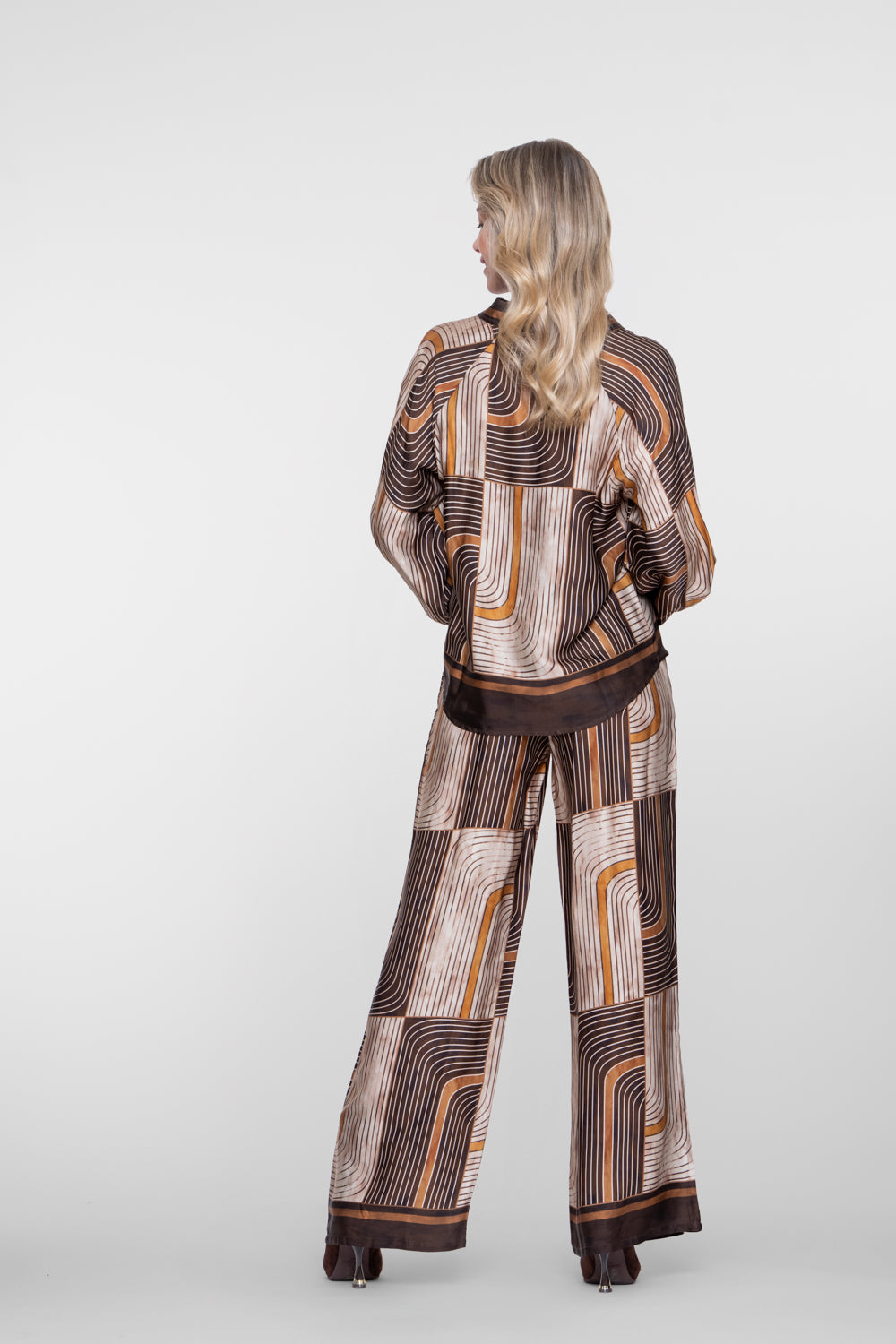 Geisha dames pantalon met grafische print en comfortabele elastische taille