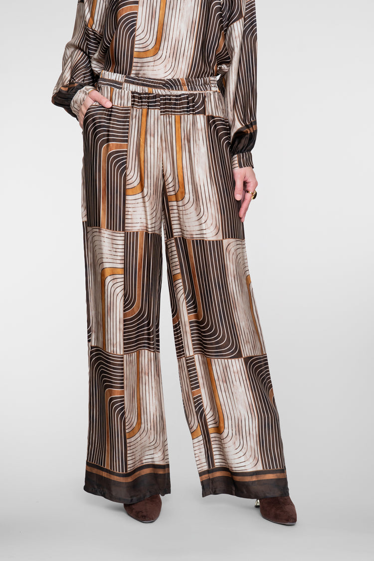 Geisha dames pantalon met grafische print en comfortabele elastische taille