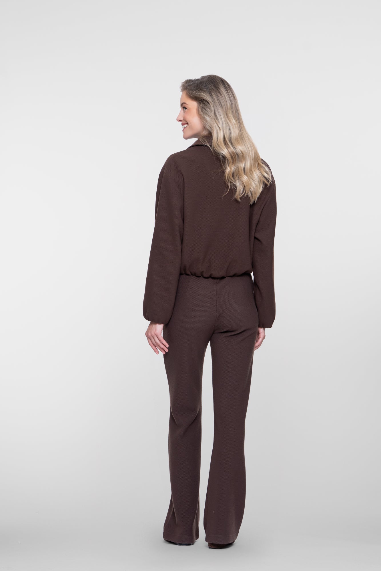 Geisha comfy flared pantalon met honeycomb structuur