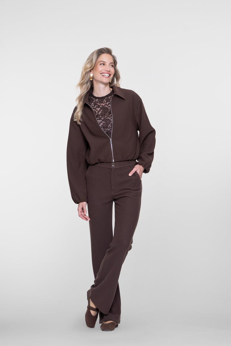 Geisha comfy flared pantalon met honeycomb structuur