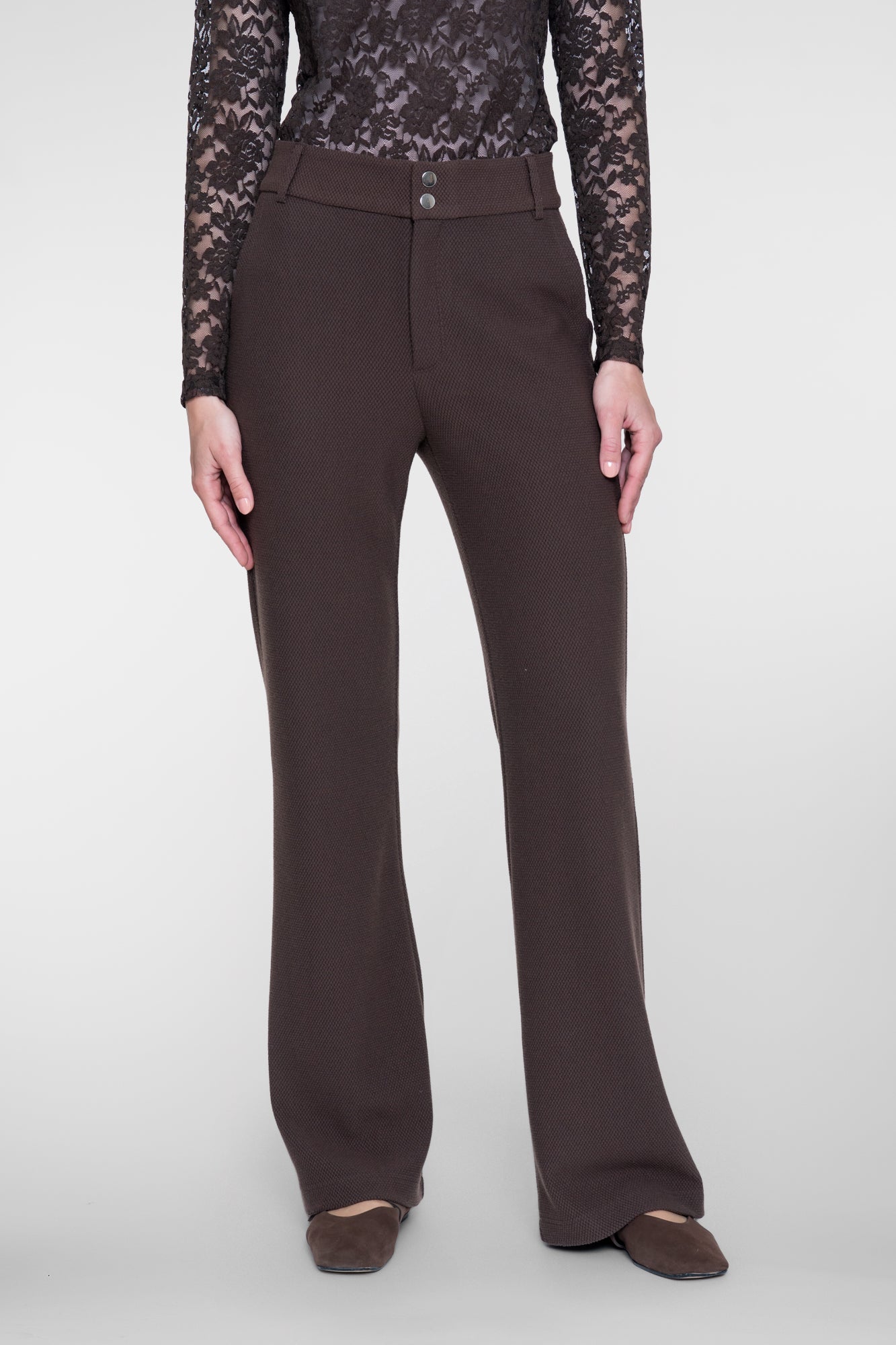 Geisha comfy flared pantalon met honeycomb structuur