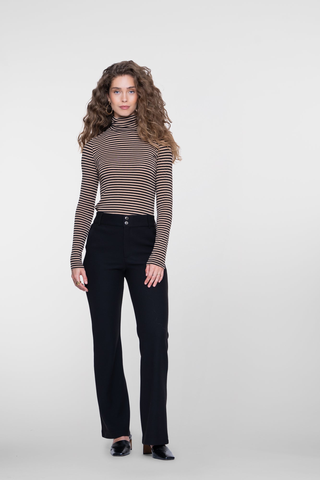 Geisha comfy flared pantalon met honeycomb structuur