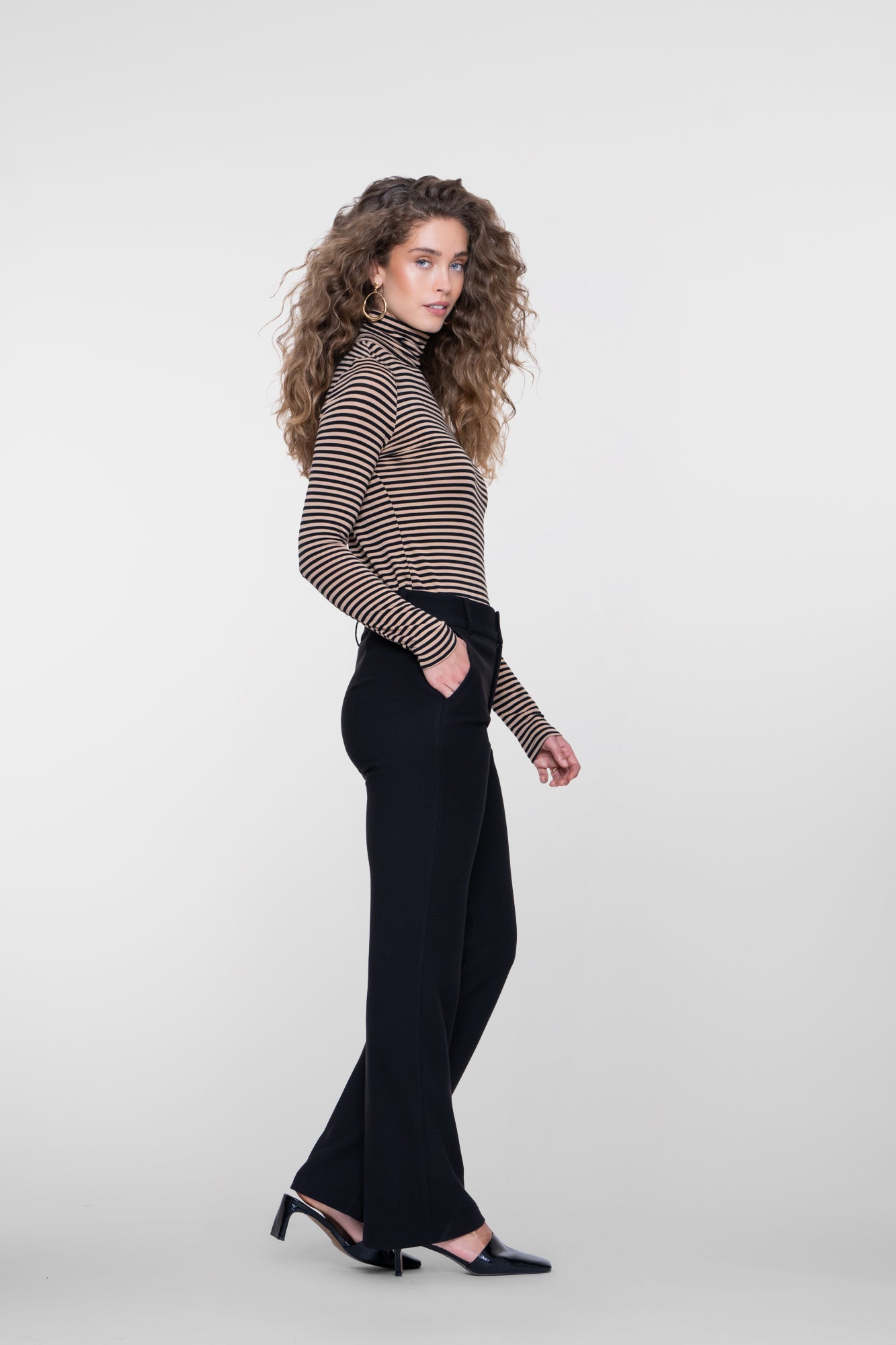 Geisha comfy flared pantalon met honeycomb structuur