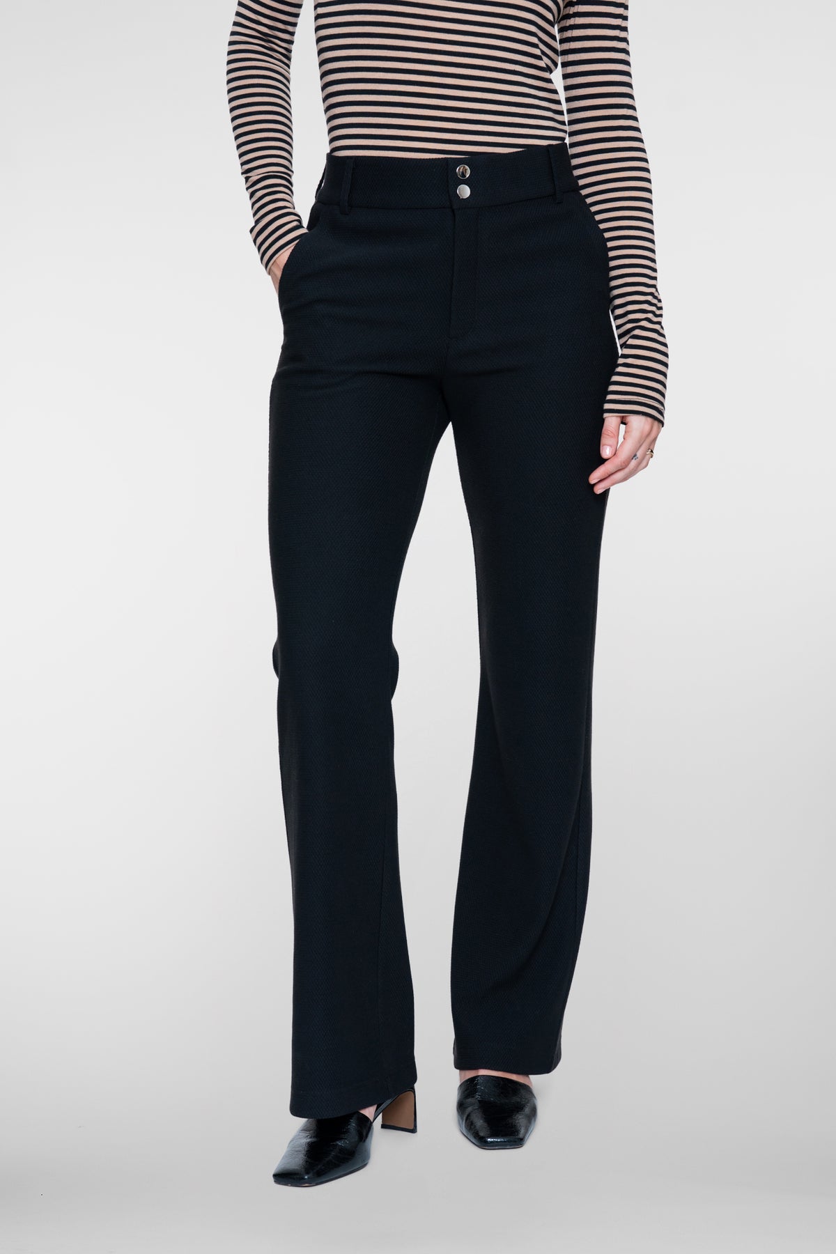 Geisha comfy flared pantalon met honeycomb structuur