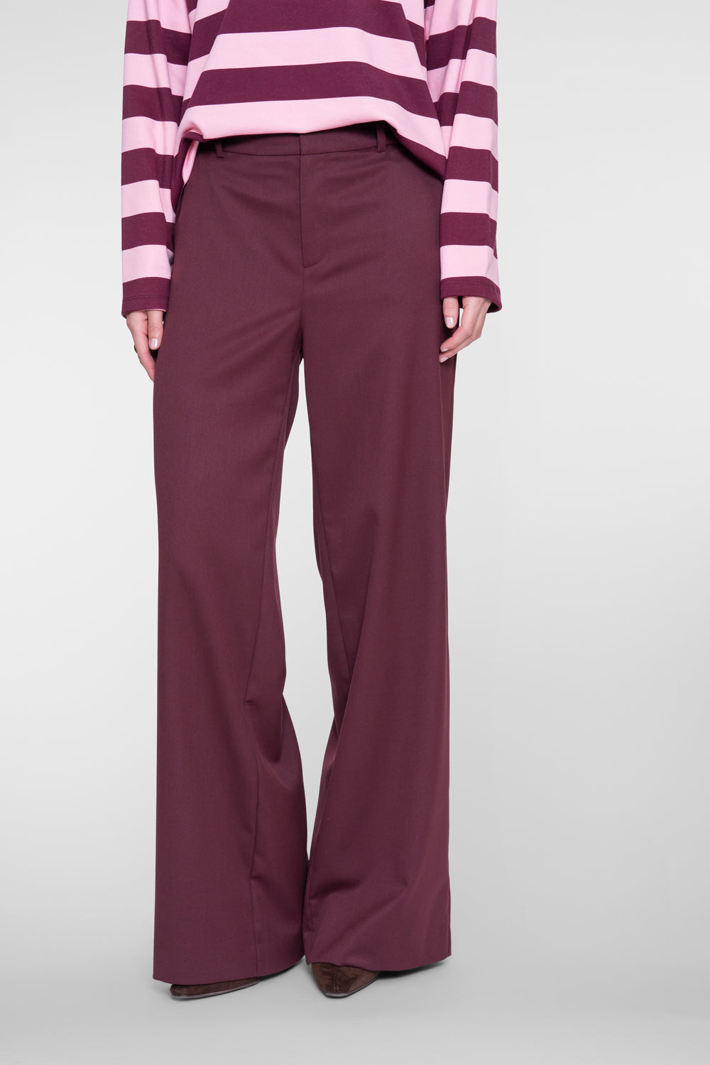 Geisha burgundy pantalon met wijde pijpen en hoge taille