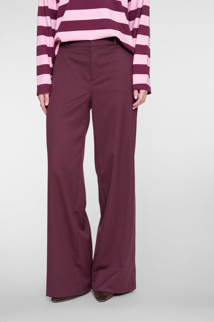 Geisha burgundy pantalon met wijde pijpen en hoge taille