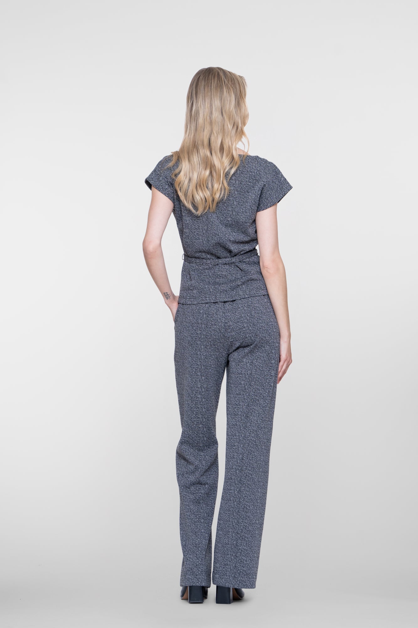 Geisha gemêleerde pantalon met elastische taille