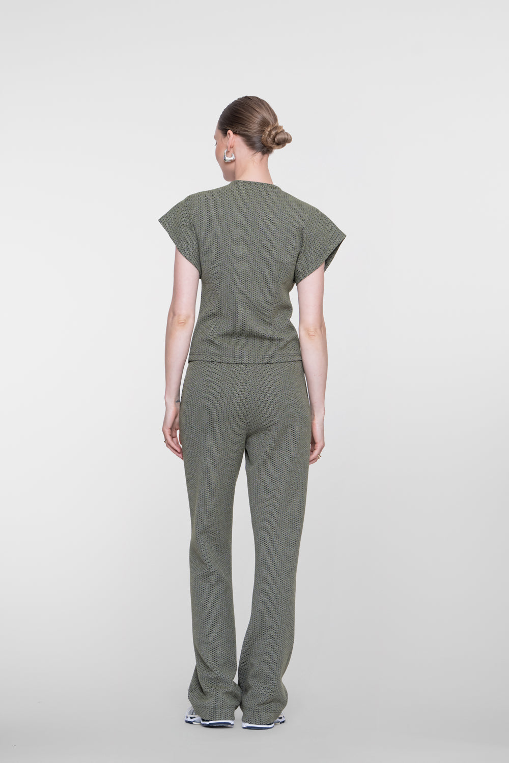 Geisha pantalon met lurex en elastische tailleband