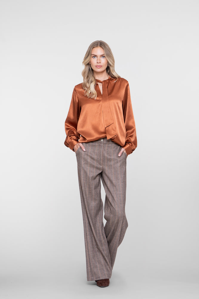 Geisha high waist pantalon met lurexstrepen