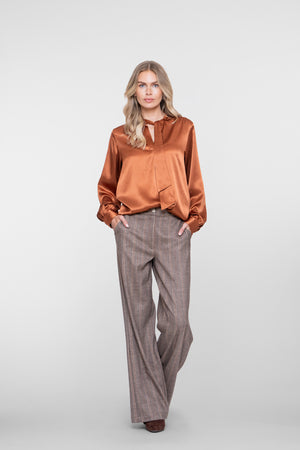 Geisha high waist pantalon met lurexstrepen