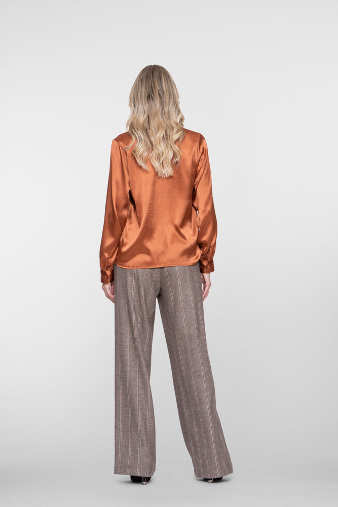 Geisha high waist pantalon met lurexstrepen