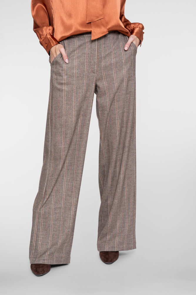 Geisha high waist pantalon met lurexstrepen