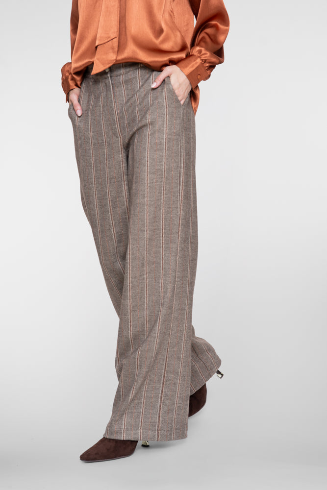 Geisha high waist pantalon met lurexstrepen