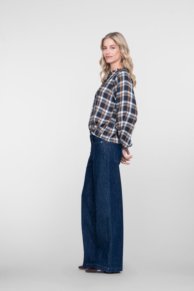 Geisha wide leg jeans met donkere wassing – Shop de look