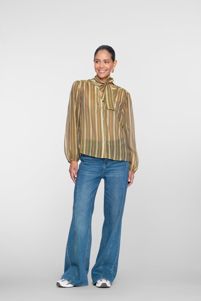 Geisha flared jeans met hoge taille en wijde pijpen