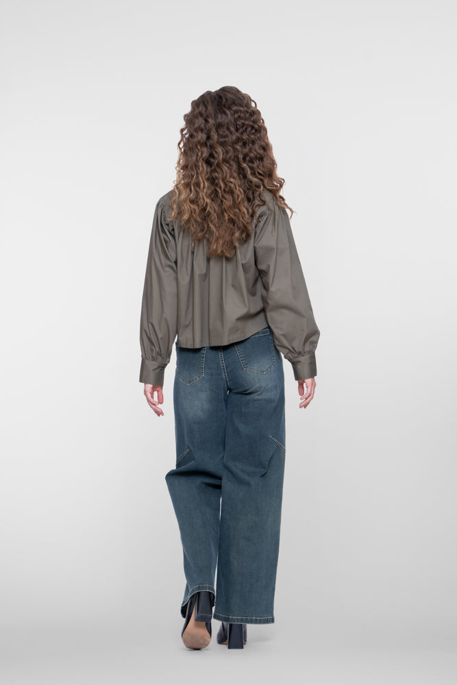 Geisha straight fit jeans met mid-waist en sierstiksels