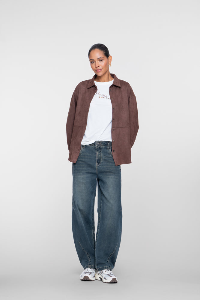 Geisha barrel jeans met sierstiksels