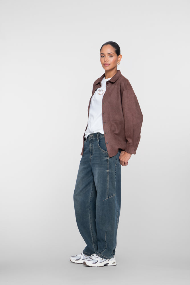 Geisha barrel jeans met sierstiksels