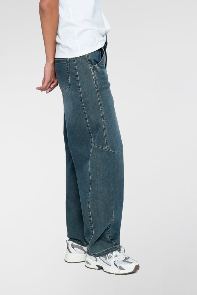 Geisha barrel jeans met sierstiksels