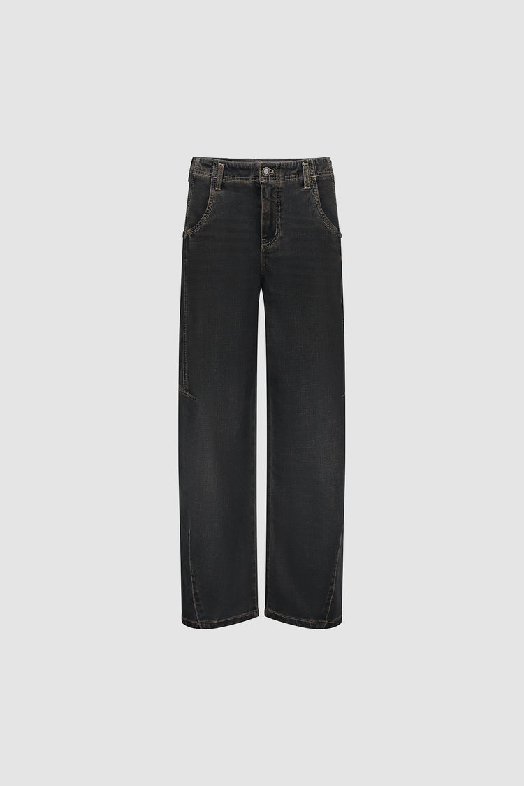 Geisha barrel jeans met sierstiksels