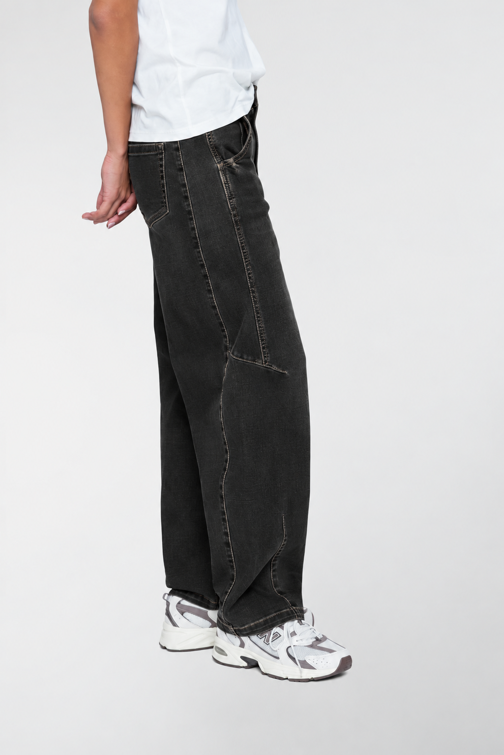 Geisha barrel jeans met sierstiksels