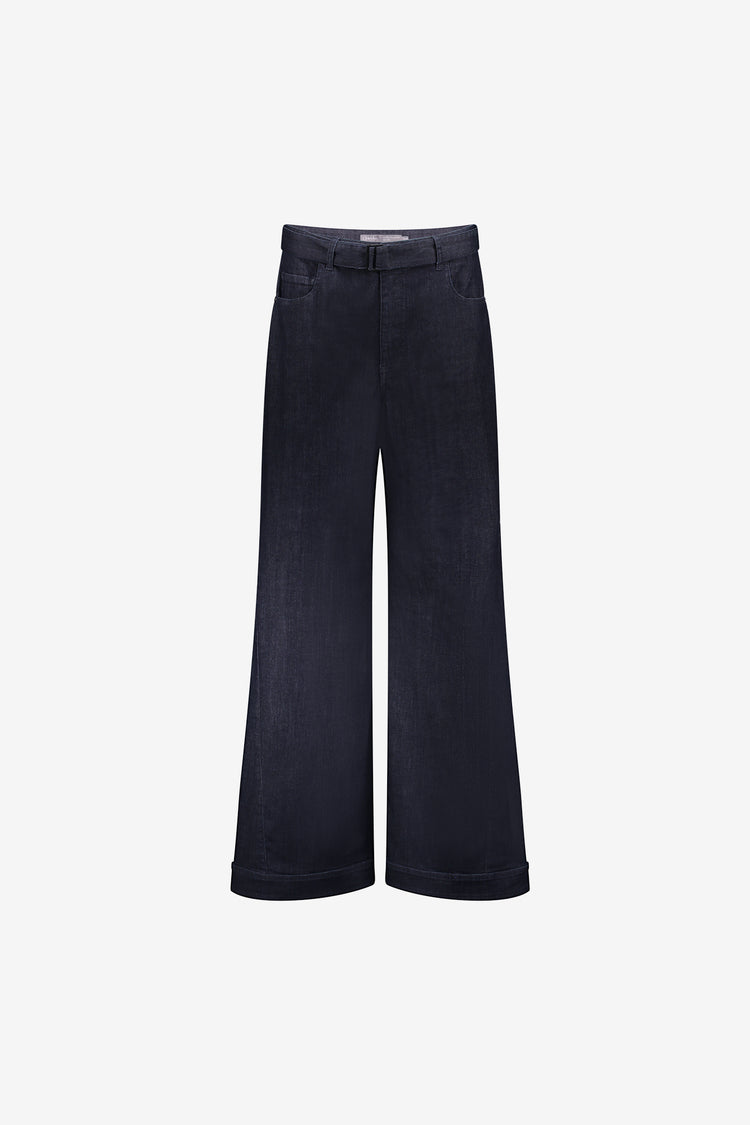 Geisha wide leg jeans met contrasterende boord en ceintuur
