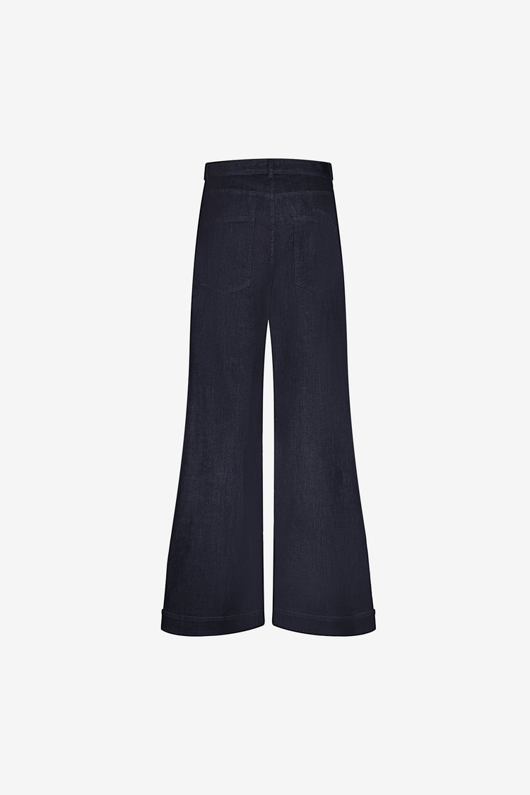 Geisha wide leg jeans met contrasterende boord en ceintuur