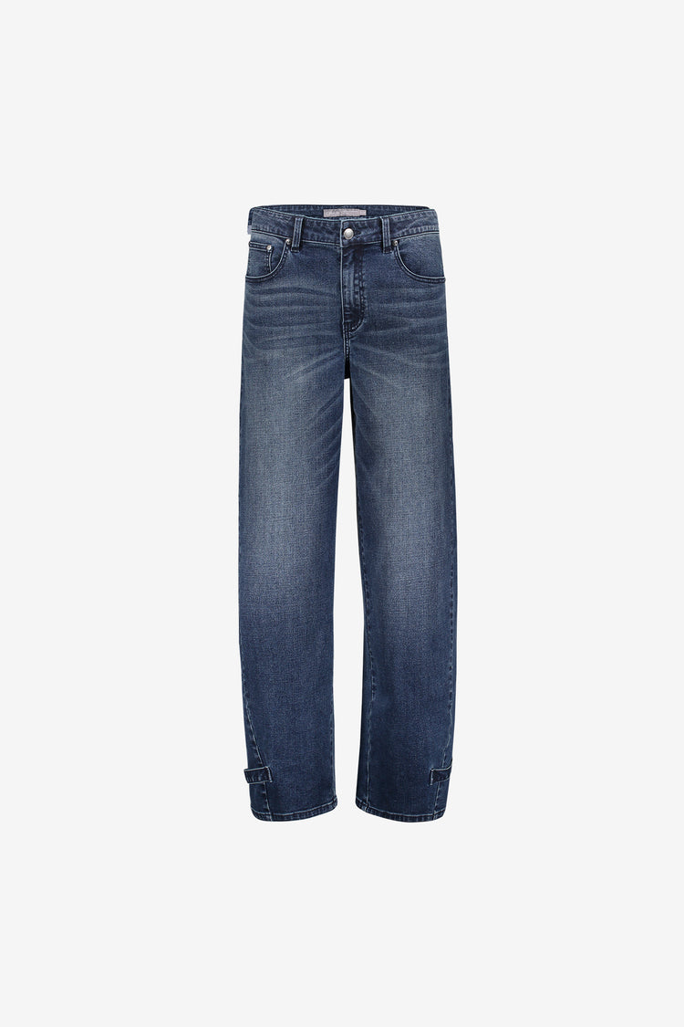Geisha high waist barrel jeans met knoopdetail