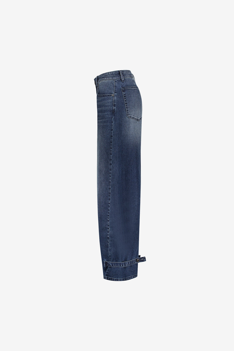 Geisha high waist barrel jeans met knoopdetail