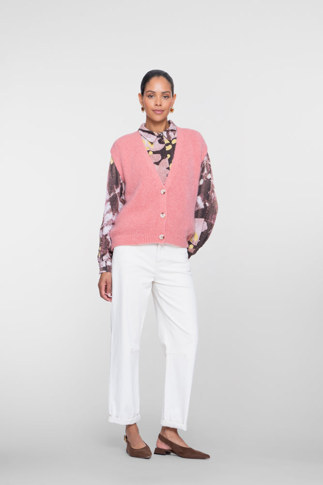 Geisha cropped straight fit jeans met strikceintuur en omslag