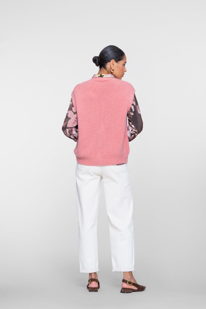 Geisha cropped straight fit jeans met strikceintuur en omslag