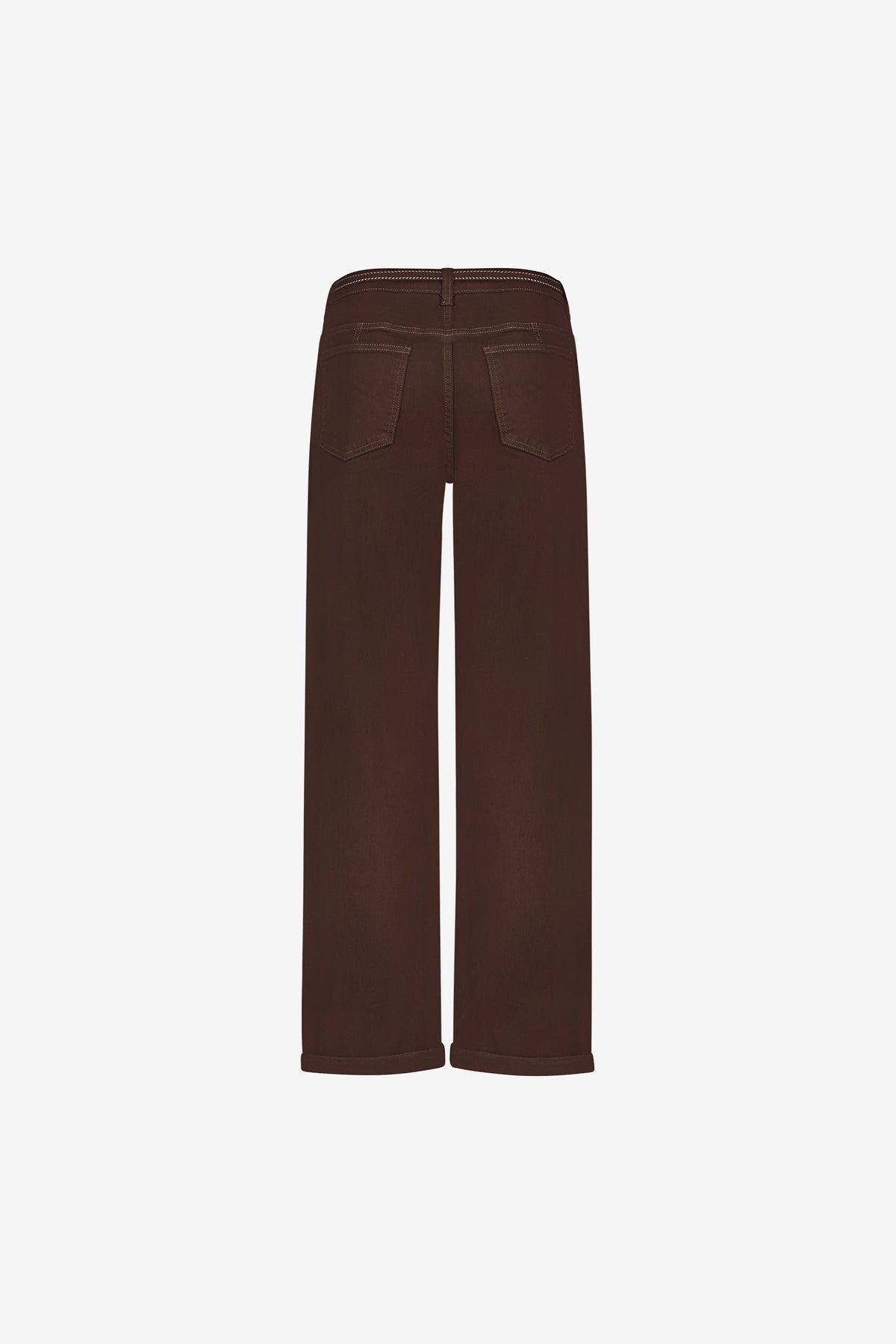 Geisha cropped straight fit jeans met strikceintuur en omslag