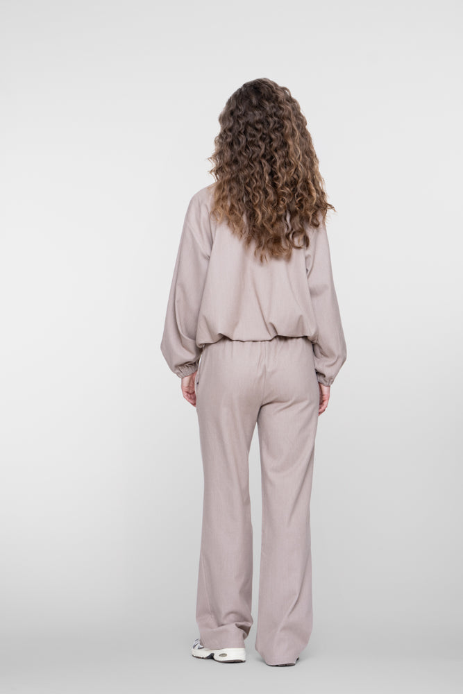 Geisha flanel melange broek met rechte pijpen