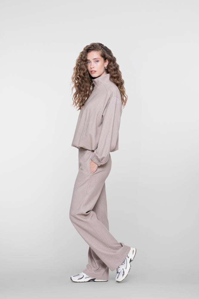 Geisha flanel melange broek met rechte pijpen